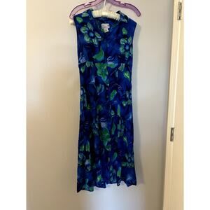 Vintage Button Up Blue Floral Dress